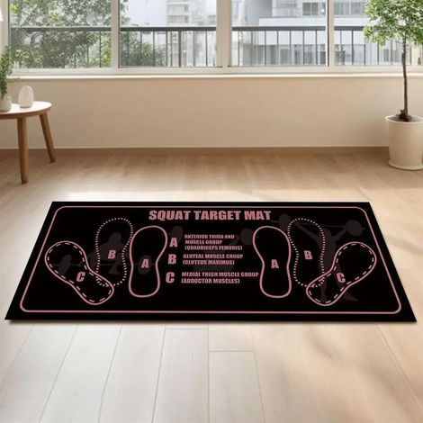 (Rose) Tapis de squat antidérapant, durable, adapté à une utilisation à domicile et en salle de sport, équipement d'exercice. (1/4)