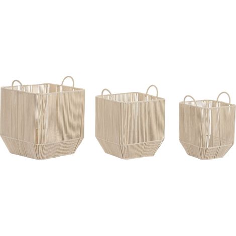 Cesta Set 3 Algodon Metal 37X37X45 Beige (1/4)