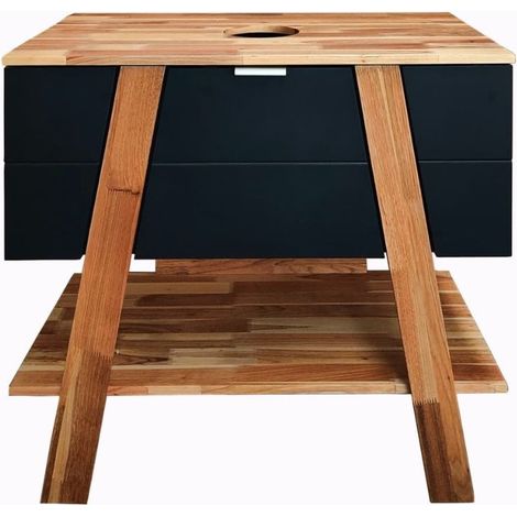 Swiss Aqua Technologies – Meuble bas de salle de bain 80x73x46 cm – HOMEUMDC – noir en bois – Pour espaces sous lavabo – Garantie 2 ans