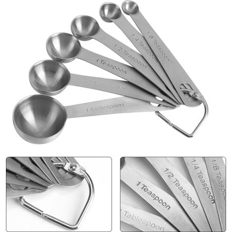 6-teiliges Set Messlöffel aus Edelstahl für trockene und flüssige Zutaten, langlebig und präzise (1/5)