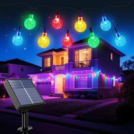 Guirlandes Lumineuses Solaires Exterieur - 10M 100 LED  8 Modes de Clignotement  Autonomie 13h+  IP65  Guirlande Solaire Exterieur pour Jardin Balcon Maison Mariage Fête  Décoration Festive