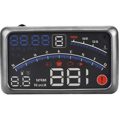 Affichage tête haute (HUD) avec avertissement de limitation de vitesse (MPH/km/h) et fonction plug-and-play (1/5)