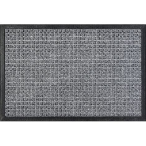Paillasson d'entrée, paillasson ultra absorbant, anti-humidité, résistant aux taches et à la décoloration, gris, 29 x 17 po (1/4)
