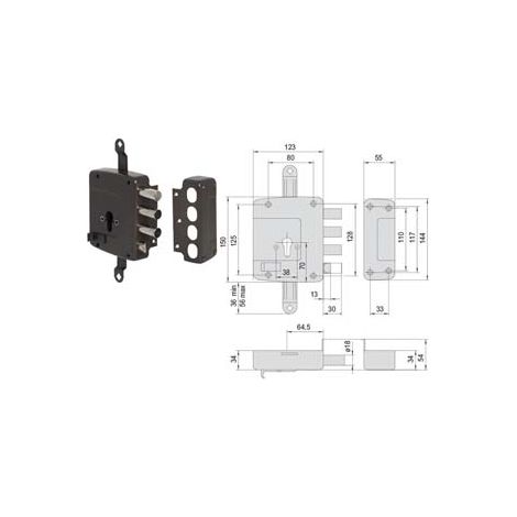 SERRATURA TRIPLICE APPLICARE CATENACCIO E SCROCCO CIL. EUROPEO 56167- - mm.64 DX (156167601) - 1 pezzi CISA