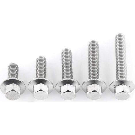 10 pièces M6 acier inoxydable SS304 vis à bride hexagonale vis de tête de rondelle de bouchon boulons à tête hexagonale bride vis hexagonales(M616). (1/5)