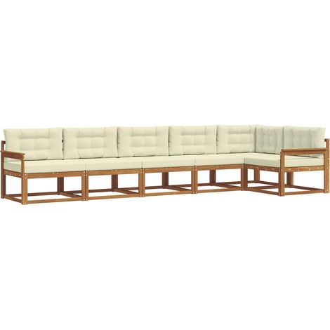 Conjunto de sofás de exterior con cojín 6 pcs Natural y Crema vidaXL (1/5)