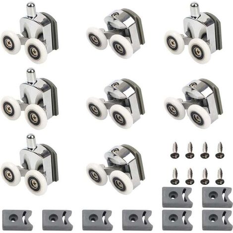 Rouleaux Porte Douche 23mm Roulettes Douches Coulissantes Rechange 4 Supérieurs 4 Inférieurs (1/4)