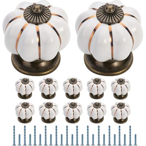 4 boutons de meuble vintage en céramique blanche, poignées rondes décoratives pour tiroirs, portes de placard, commodes, armoires, meubles de cuisine et rangement intérieur (1/4)
