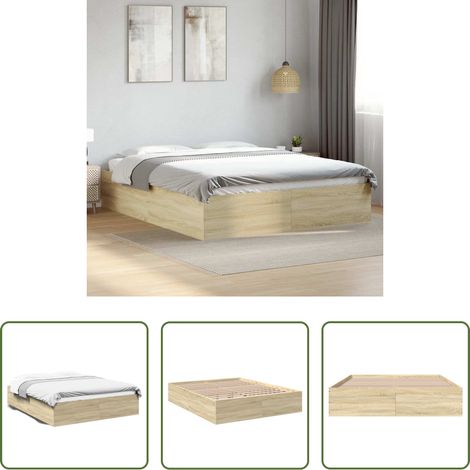 Holzbett - Bettgestell Sonoma-Eiche 150x200 cm Holzwerkstoff (1/5)