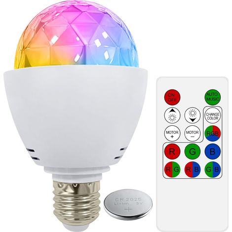 Ampoule Disco, E27 Lampe Multicolore Rotative RGB LED Lumière Façon Boule à Facettes Ampoule D'ambiance 3 W pour Discothèque, Karaoké, Fête, Scène, 8 x 8 x 13 cm (1/5)