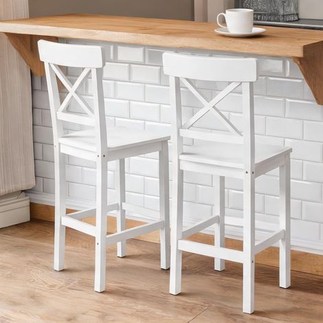 Tabouret de bar blanco en madera de Pino 41 x 46 x 97,5 cm (1/5)