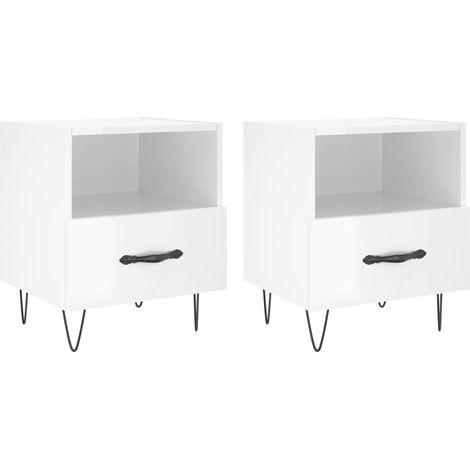 Maison Exclusive - Comodini 2 pz Bianco Lucido 40x35x47,5 cm in Legno Multistrato