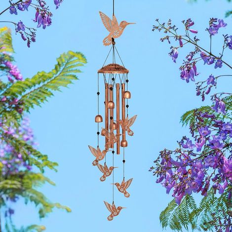 Windspiel für den Außenbereich in Kolibriform, dekoratives Metall-Gartengeschenk für Geburtstage, Einweihungsfeiern und Partys (1/3)