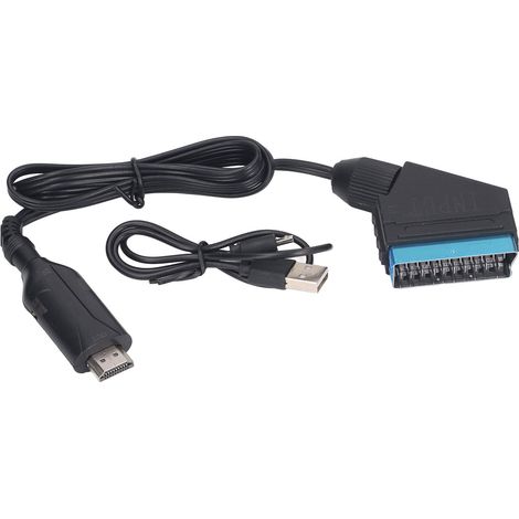 Convertisseur SCART vers HDMI 720P/1080P pour VHS, DVD et Magnétoscope - Noir (1/5)