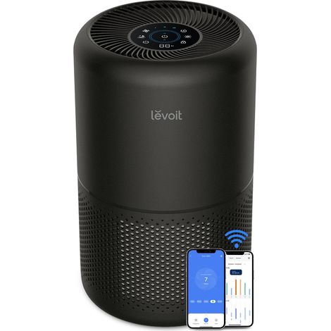 Levoit Purificatore d'Aria Core 300S con Filtro HEPA, CADR 258m³/h, per Ambienti fino a 54㎡, Rimuove il 99,97% di Particelle, Modalità Automatica e Sleep, Sensore di Qualità dell'Aria, 24 dB,Nero (1/5)