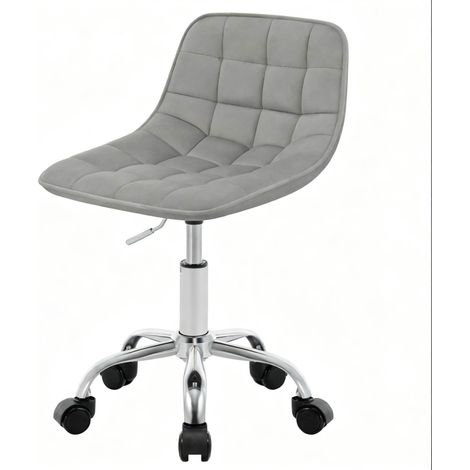 Sedia da ufficio girevole in velluto grigio chiaro con ruote e altezza regolabile HOMVRA (1/5)