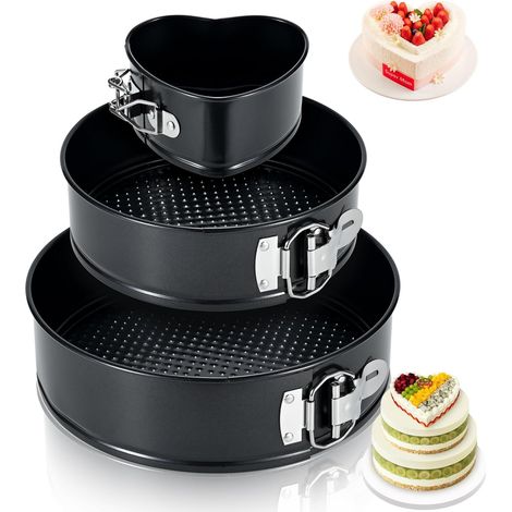 1 Moule à gâteau rond, acier au carbone, fond amovible, fermeture rapide, étanche, pour cheesecake, anniversaire (1/5)
