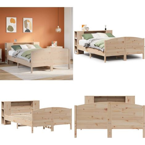 vidaXL Massivholzbett mit Regal ohne Matratze 135x190 cm Kiefer