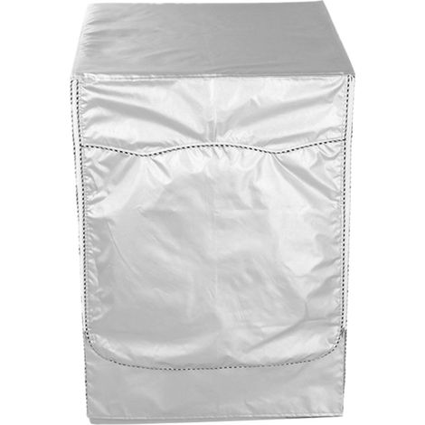 Housse de protection universelle pour machine à laver, imperméable et anti-poussière, revêtement argenté, taille L, ouverture avant, accessoire ménager. (1/5)