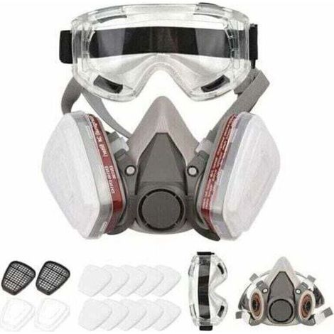 Demi-masque respiratoire réutilisable 6200 masque à gaz 1 masque + 1 masque pour les yeux + 2 cartouches filtrantes + 2 bouchons filtrants + 10 tampons filtrants (1/4)