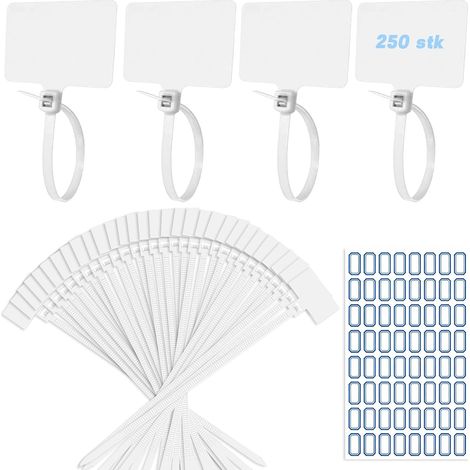 250 Pièces Attaches de Câble, 3 x 150mm Serre-Câbles avec Étiquettes, Marqueurs de Câbles Autobloquante, Etiquette Cable pour Maison, Bureau, Jardin et Gestion des Câbles (1/5)