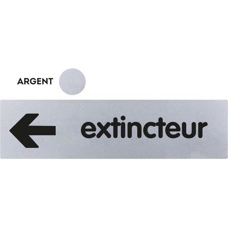 Plaque de porte Extincteur flèche gauche - Classique argent 170x45mm - 4320625
