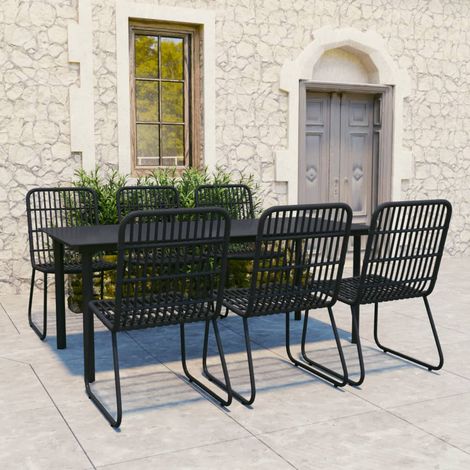 7-tlg. Garten-Essgruppe Poly Rattan und Glas (1/5)