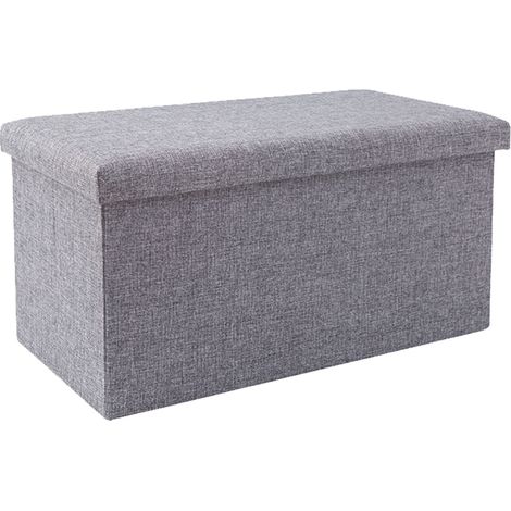 Pouf de rangement pliable en tissu, repose-pieds, tabouret de rangement multifonctionnel, boîte de rangement pour salon ou dortoir, gris, taille L (1/5)