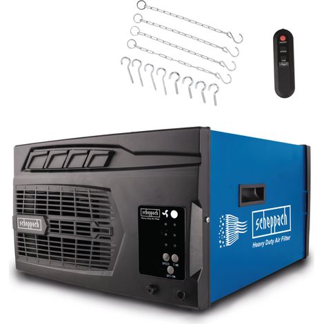 Scheppach Purificateur d'air HDA-14 - 740 m³/h de capacité - 3 Niveaux de Filtration jusqu'à 1 μm - Contrôle à distance & Suspension murale - Pour atelier jusqu'à 400m²