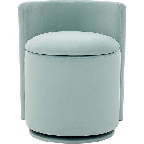 Tabouret de coiffeuse vert en velours avec rangement et dossier incurvé, siège pivotant 360° (1/5)