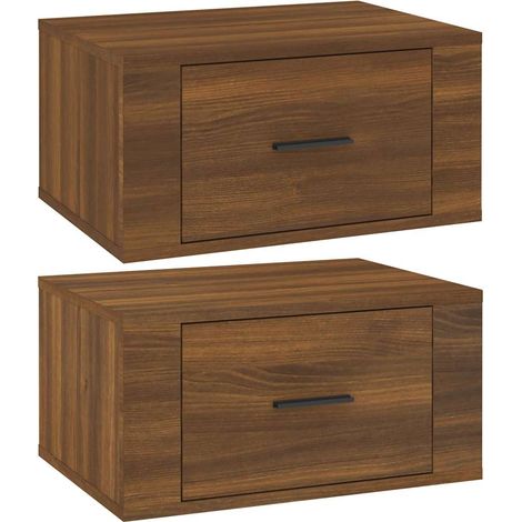 Maison Exclusive - Mesitas de noche de pared 2 uds color roble ma (1/5)