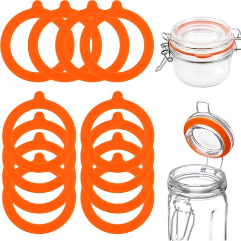Lot De 12 Joints Bocaux En Silicone, Orange, 95X70 mm (1/5)