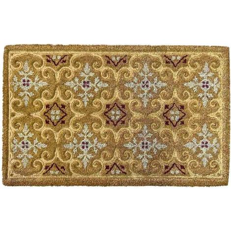 Felpudo rectangular clásico de coco con diseño de rombos 45 x 75 cm