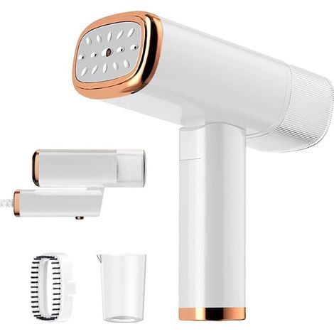 Vaporizador de ropa, mini plancha portátil, calentamiento rápido en 30 s, 1000 W, 120 ml, vaporizador de viaje con cepillo y vaso medidor: perfecto para el hogar, la oficina y los viajes. (1/5)