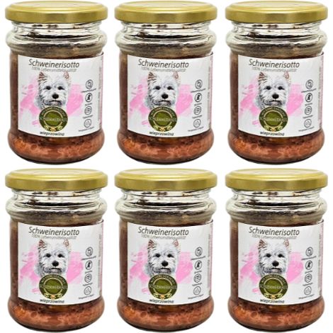 6x Schweinerisotto 200g Gekochtes Hundefutter Futtermittelallergien Fettarm Schlemmermaul