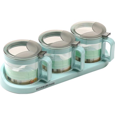 Ensemble de 3 bocaux en verre verts assortis pour assiettes en verre - 3 pièces (1/5)