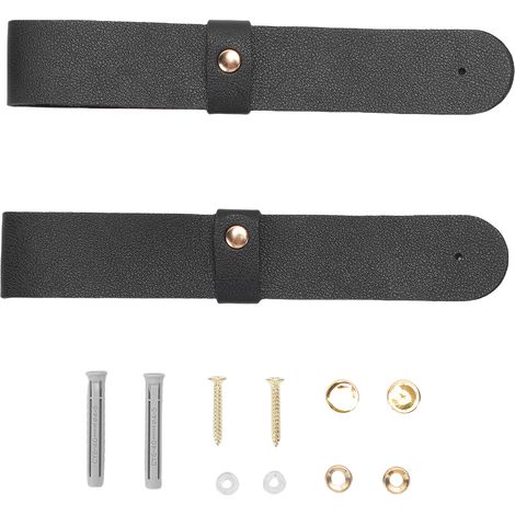 Support mural en PU Boho, 2 pièces incluant attaches et vis pour fixation facile, noir. (1/5)