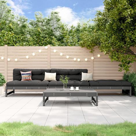 4-tlg. Garten-Lounge-Set Grau Massivholz Kiefer vidaXL