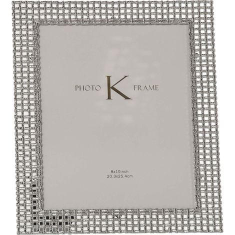 Cadre photo en métal argenté pour photo de 20 x 25 cm Argenté avec cadre en treillis 27 x 32 cm (1/2)