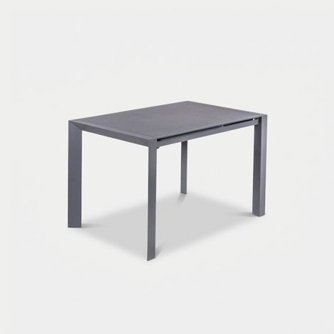 Mesa extensible de vidrio templado y metal para 6 plazas Linden