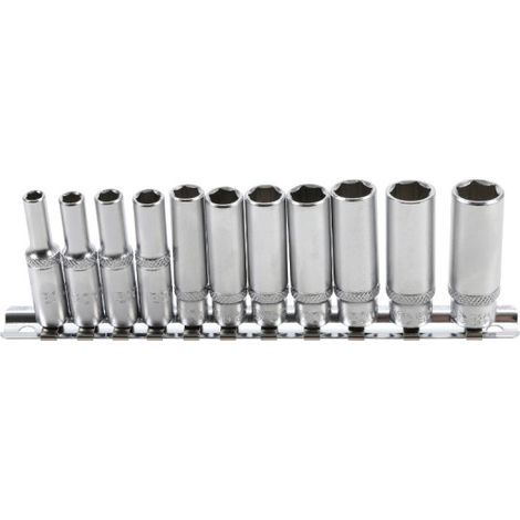 BGS Steckschlüssel-Einsatz-Satz Sechskant tief Antrieb Innenvierkant 6,3 mm (1/4") Zollgrößen 11tlg. - 2429 (1/4)