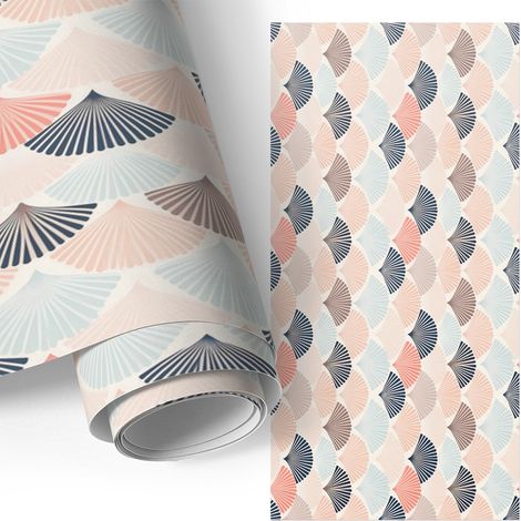 Möbelfolie - Klebefolie für Möbel - Selbstklebende - Deko-Folie für Küche Schrank Tisch & Fensterbank - Pastellfarbene Fächer 50x100 cm