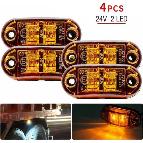 Feux de gabarit Latéraux/Avant/arrière 4pcs Orange 12V/24V, indicateur LED Universel, Indicateur de Position pour Camion/Remorque/Caravane/Camion/Voiture/Bateaux 72x34x20mm (1/4)