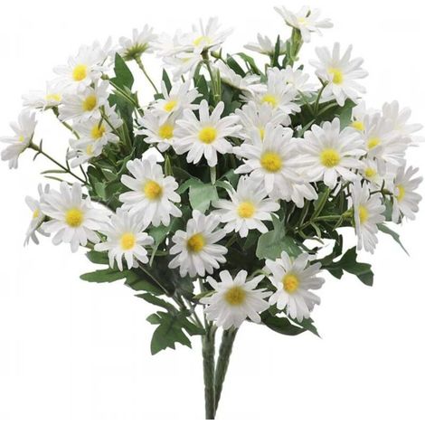 Artificielle Marguerite Fleurs,2pcs de Fleurs en Plastique artificielles,résistantes aux UV,sans fondu,pour intérieur extérieur fenêtre Porche Jardin arbuste décoration Plante (Blanc) (1/5)