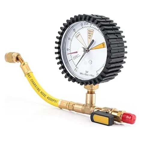 Manomètre de Climatisation, Testeur de Pression de Réfrigérant R134a R22 R407C R410A R404A R507 R422D R32 avec Vanne à Bille pour Climatisation Automobile et Centrale (1/5)