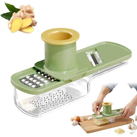 Presse-ail multifonctionnelle, râpe à gingembre 2026, coupe-légumes portable pour le camping, presse-ail durable pour cuisinier amateur (1 pièce, verte) (1/2)