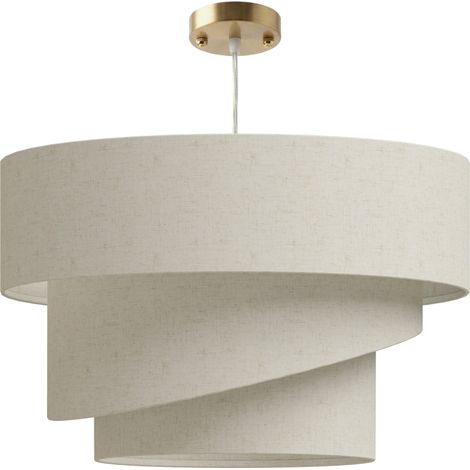 Suspension à 3 abat-jour en lin, plafonnier moderne, hauteur réglable, beige, ampoules non incluses (1/5)