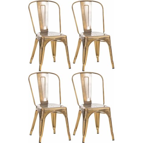 Lot de 4 chaises de salle à manger empilable avec dossier style industriel en métal doré 100006231 (1/5)