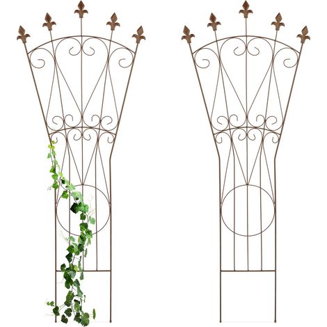 Enrejado metálico con diseño de flor de lis, soporte para plantas trepadoras