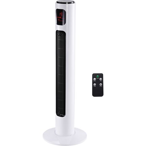 Ventilateur colonne 45W 96cm avec télécommande, oscillation 70°, 3 modes, 3 vitesses, minuterie, blanc